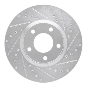 Mazda 3 Brake Rotor (1) - Front Right - R1 Concepts - Drilled & Slotted - Silver - `04-`15